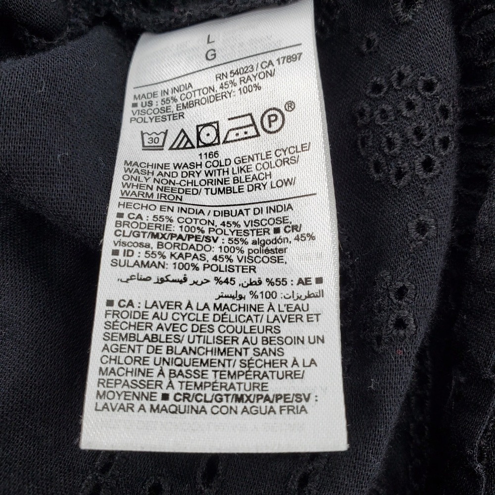 Old Navy Short Sleeve Eyelet V Neck Mini Dress Solid Black Large Pre-Owned - Picture 4 of 4
